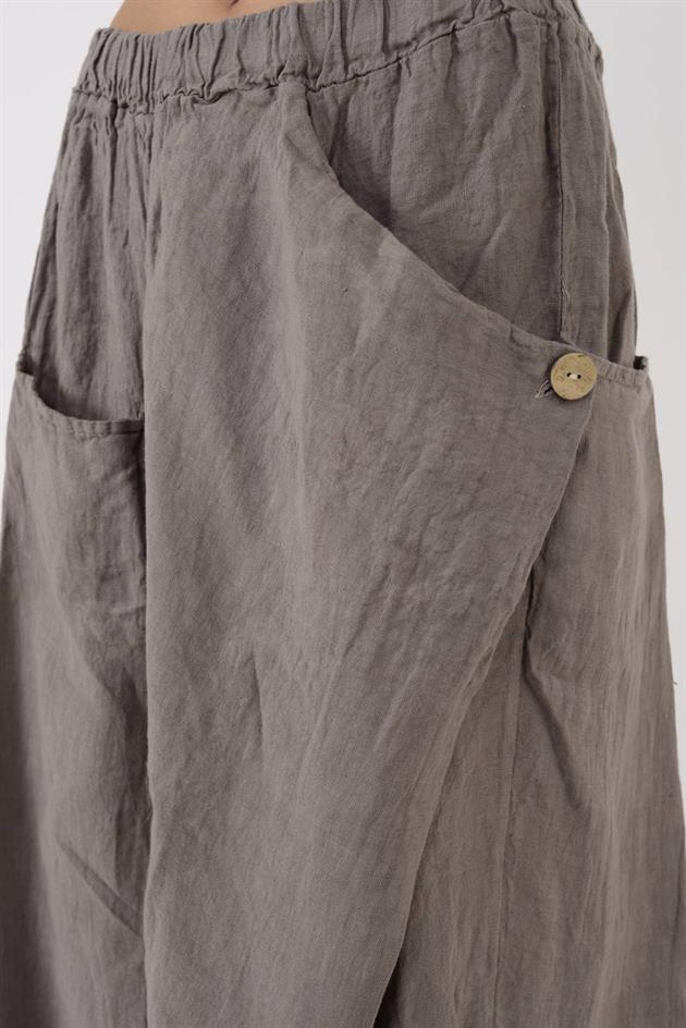 7664 DÜĞME DETAYLI KUPTAN CEPLI ETEK