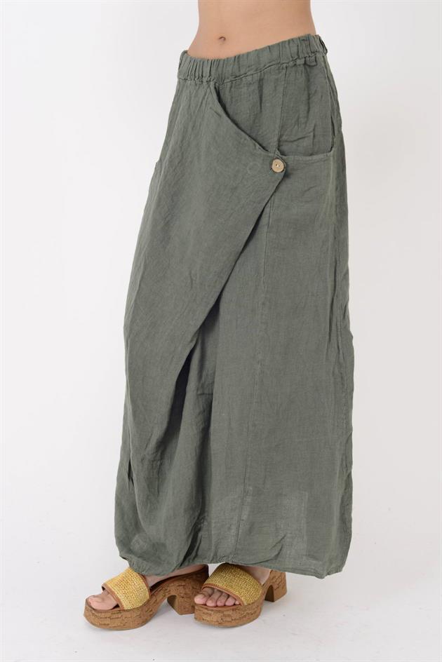 7664 DÜĞME DETAYLI KUPTAN CEPLI ETEK