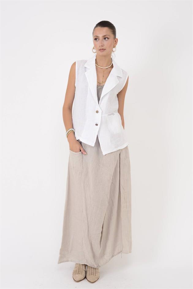 7664 DÜĞME DETAYLI KUPTAN CEPLI ETEK