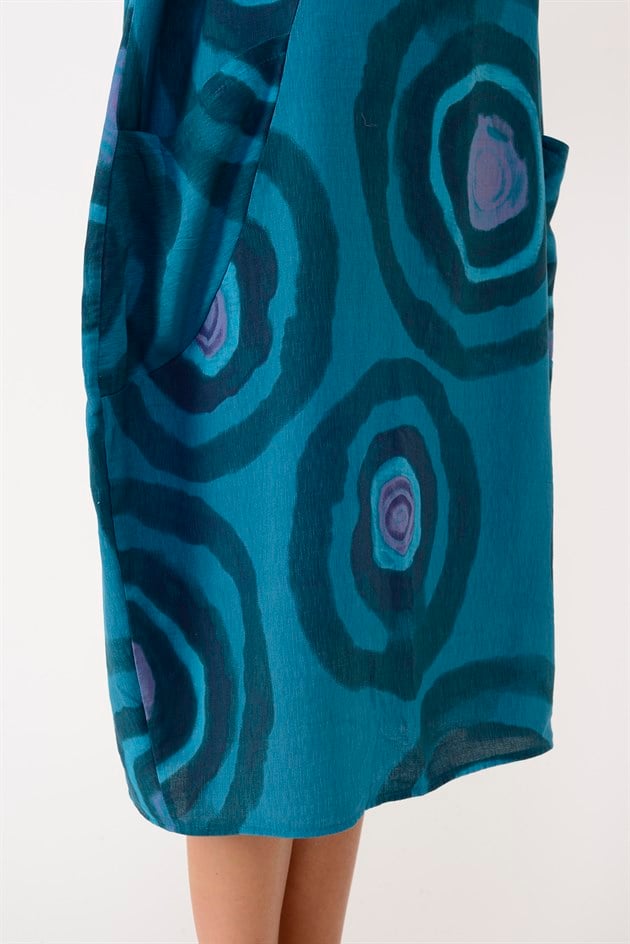 80105 SPIRAL DESEN KOLSUZ KETEN ELBİSE