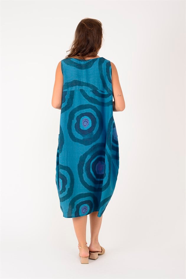 80105 SPIRAL DESEN KOLSUZ KETEN ELBİSE