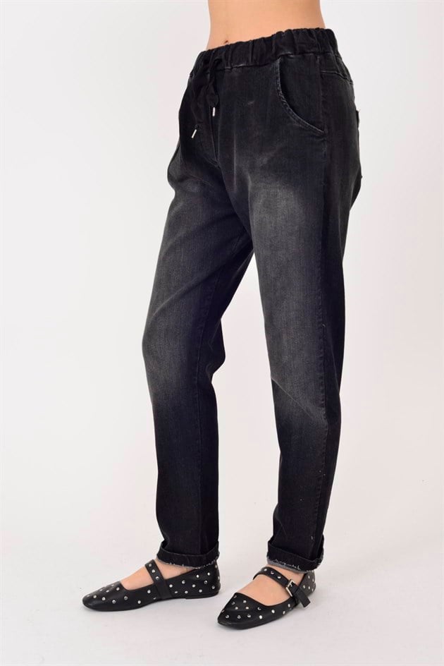 82150 BELİ LASTİKLİ KOT PANTOLON