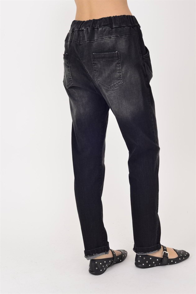 82150 BELİ LASTİKLİ KOT PANTOLON