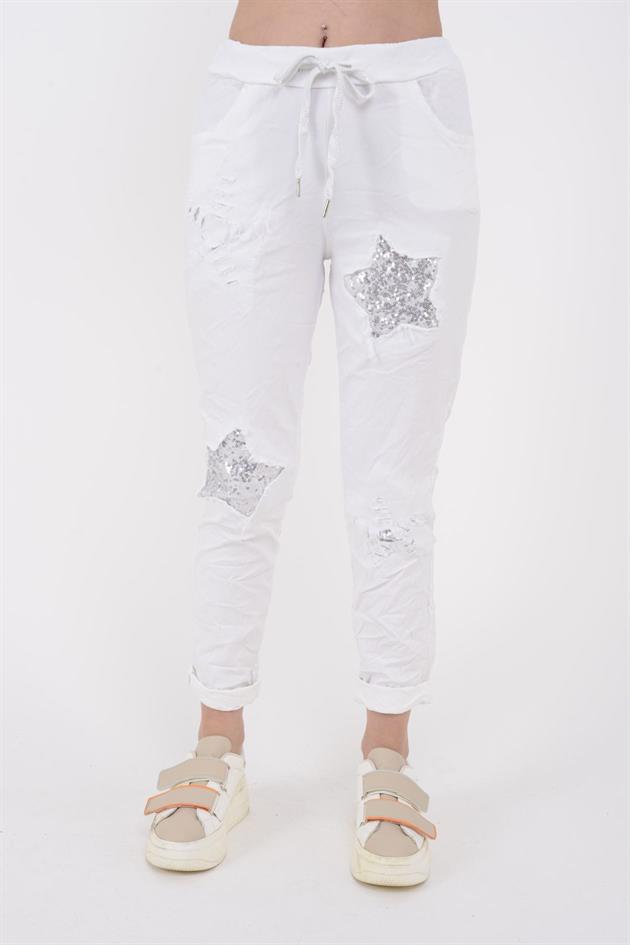 8333 PAYETLİ YILDIZ DETAY GABARDİN PANTOLON
