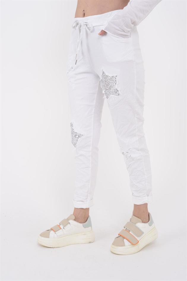 8333 PAYETLİ YILDIZ DETAY GABARDİN PANTOLON