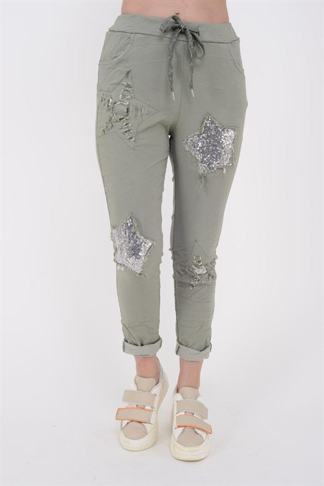 8333 PAYETLİ YILDIZ DETAY GABARDİN PANTOLON