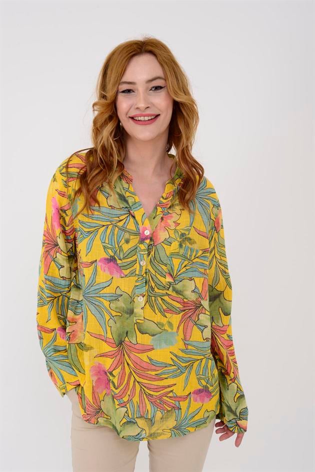 83931 FOREST YAPRAK DESEN GÖMLEK