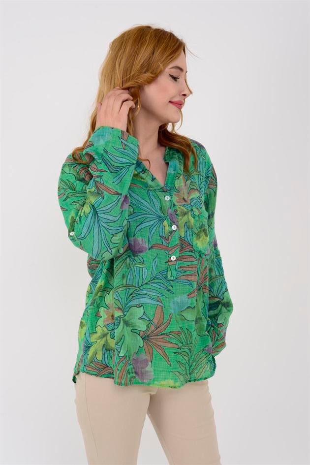 83931 FOREST YAPRAK DESEN GÖMLEK