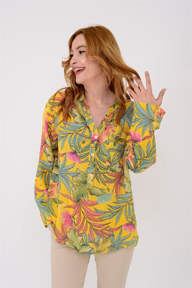 83931 FOREST YAPRAK DESEN GÖMLEK