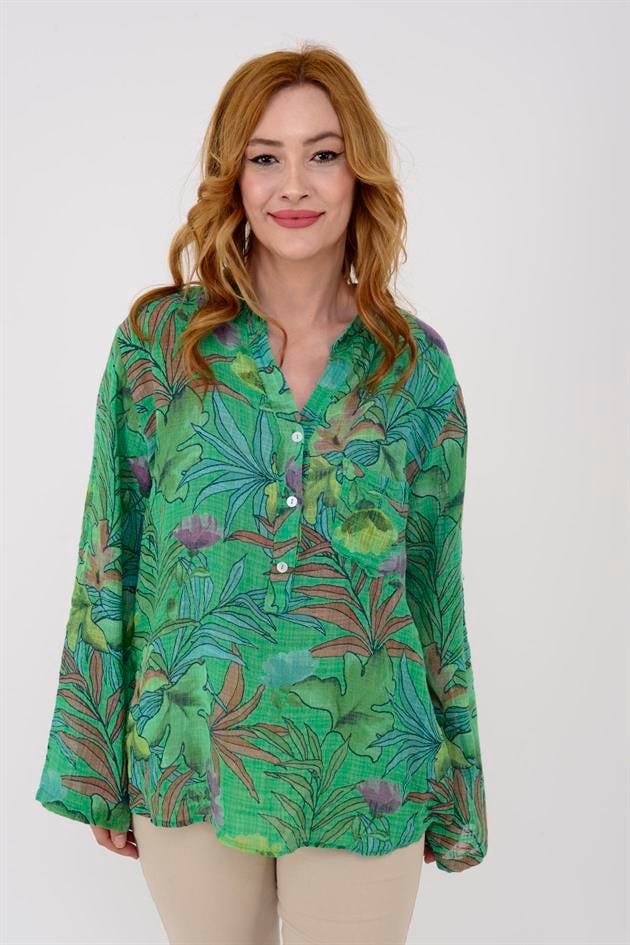 83931 FOREST YAPRAK DESEN GÖMLEK