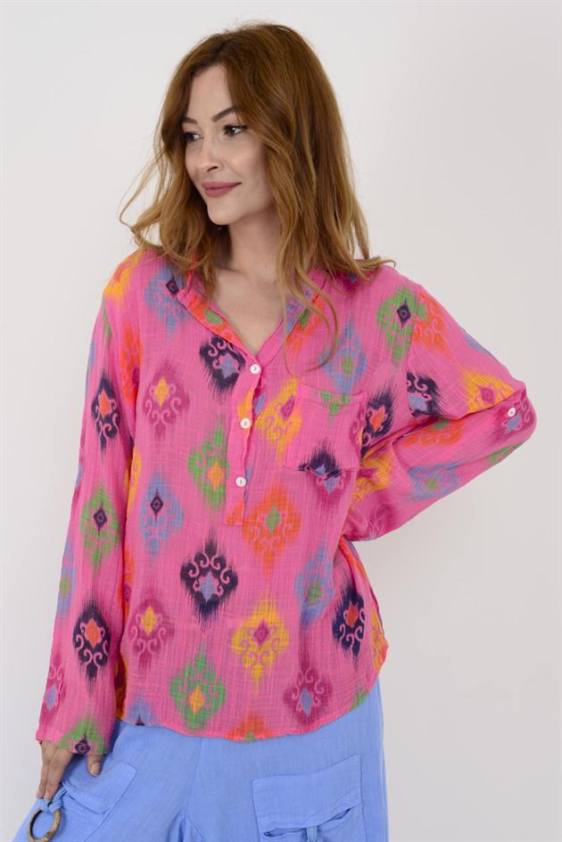 83931 IKAT DESENLİ GÖMLEK