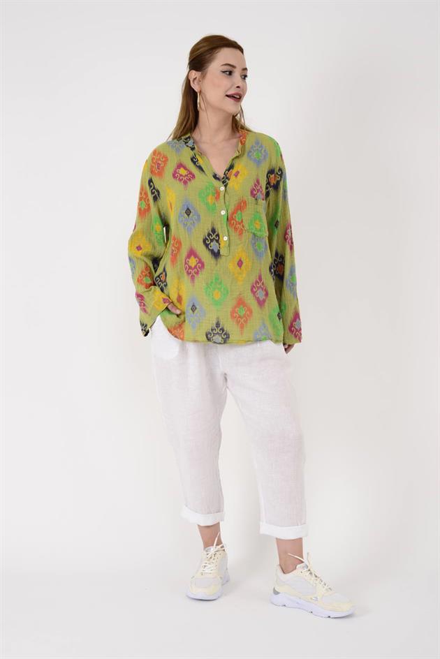 83931 IKAT DESENLİ GÖMLEK