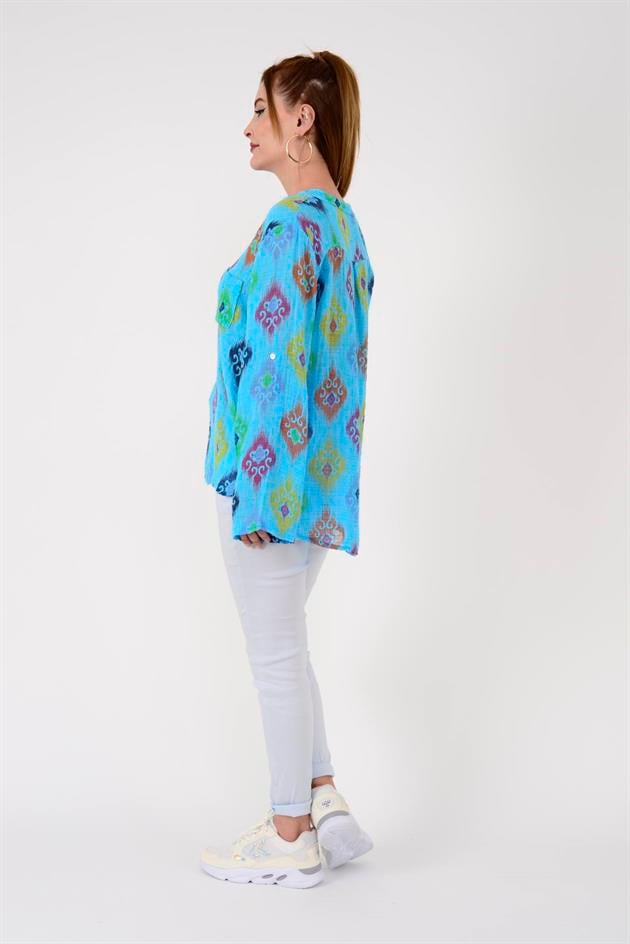 83931 IKAT DESENLİ GÖMLEK