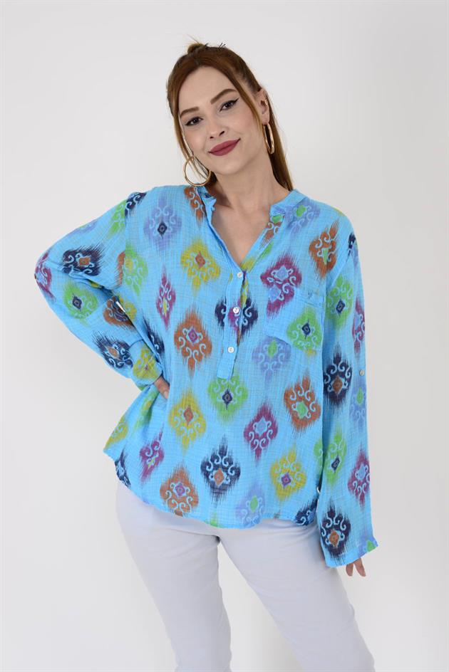 83931 IKAT DESENLİ GÖMLEK