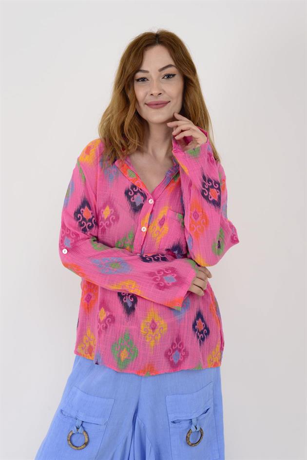 83931 IKAT DESENLİ GÖMLEK