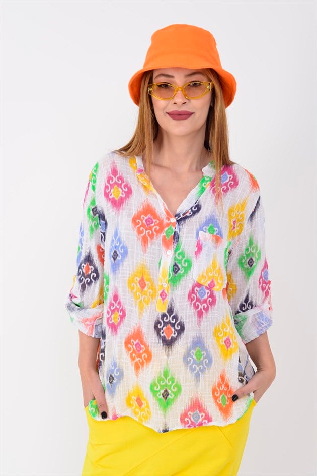 83931 IKAT DESENLİ GÖMLEK