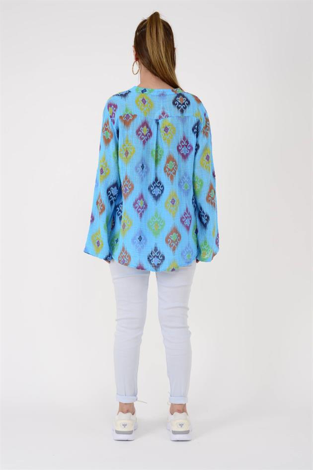 83931 IKAT DESENLİ GÖMLEK