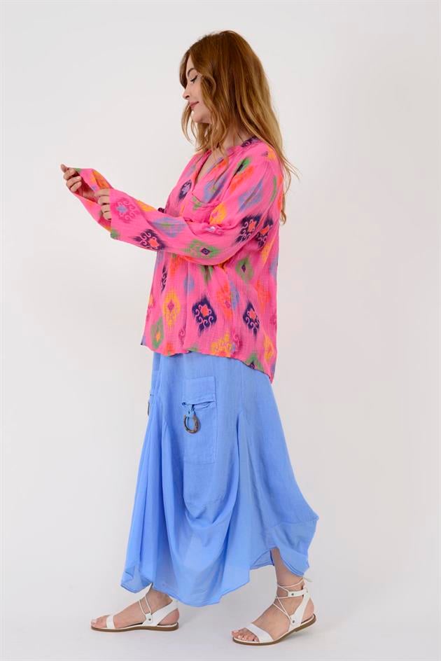 83931 IKAT DESENLİ GÖMLEK