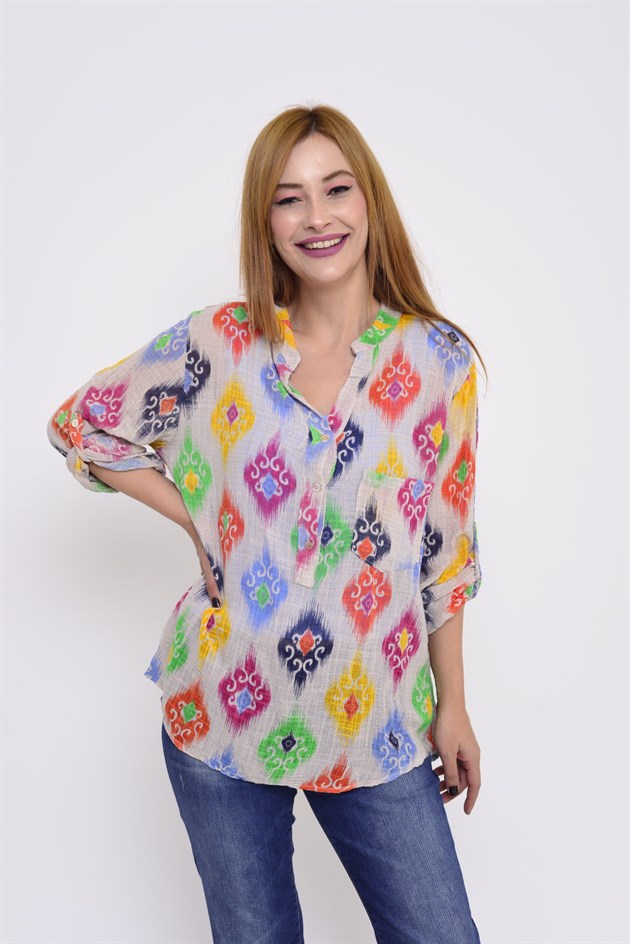 83931 IKAT DESENLİ GÖMLEK