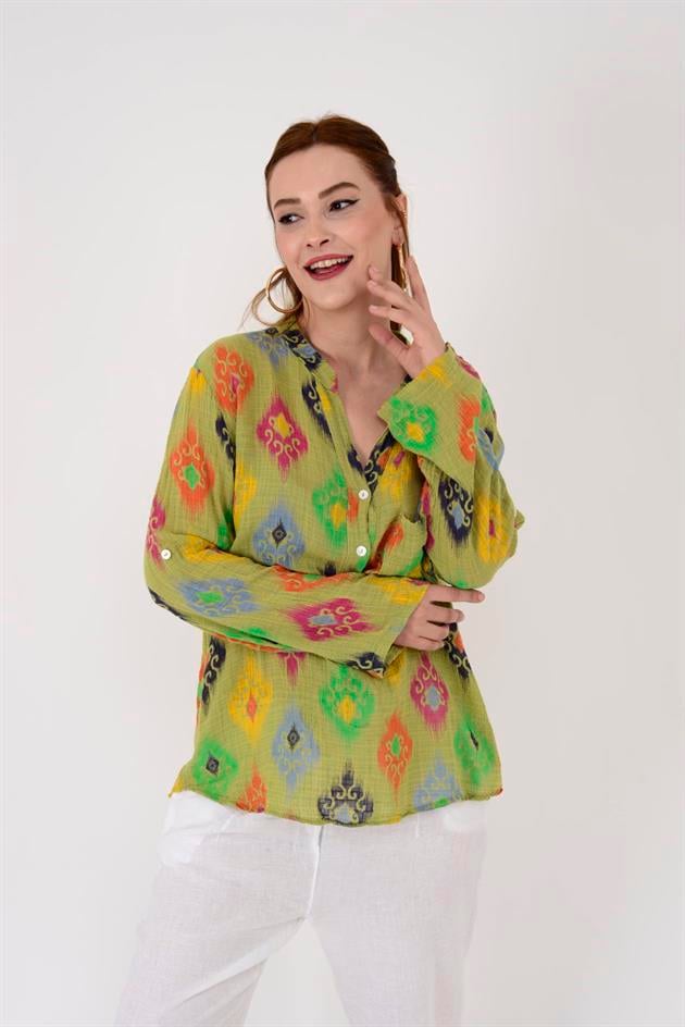 83931 IKAT DESENLİ GÖMLEK