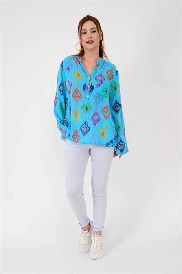 83931 IKAT DESENLİ GÖMLEK