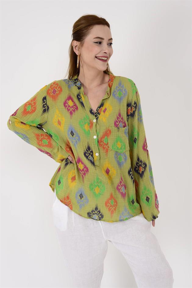 83931 IKAT DESENLİ GÖMLEK