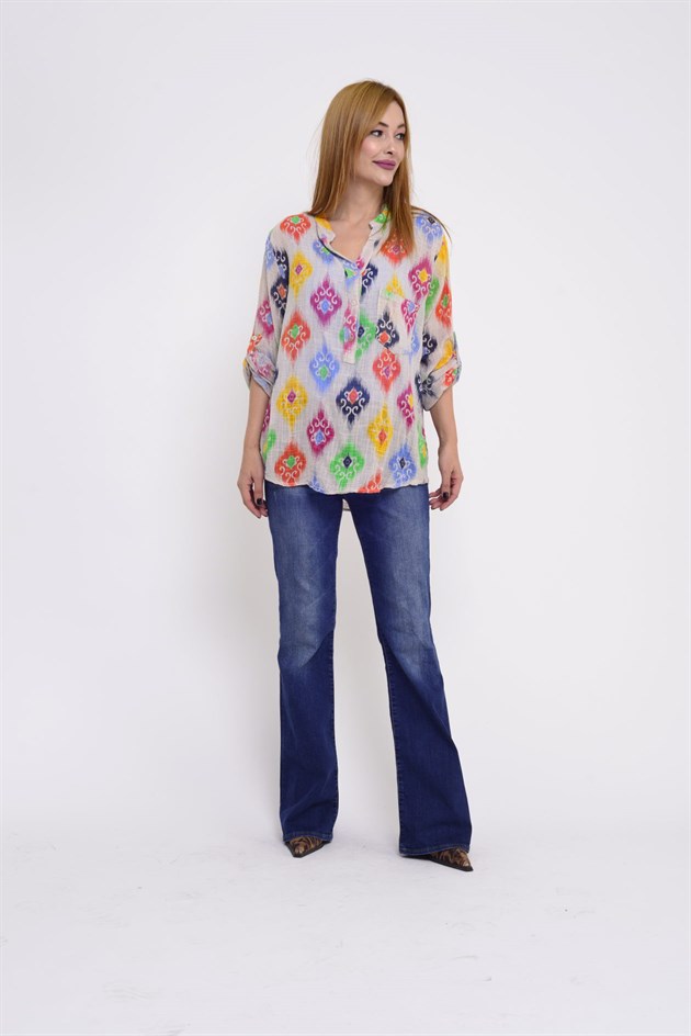 83931 IKAT DESENLİ GÖMLEK