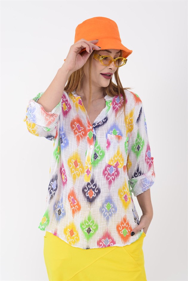 83931 IKAT DESENLİ GÖMLEK