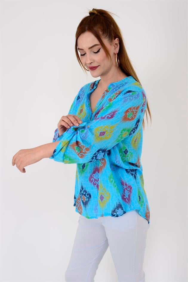 83931 IKAT DESENLİ GÖMLEK