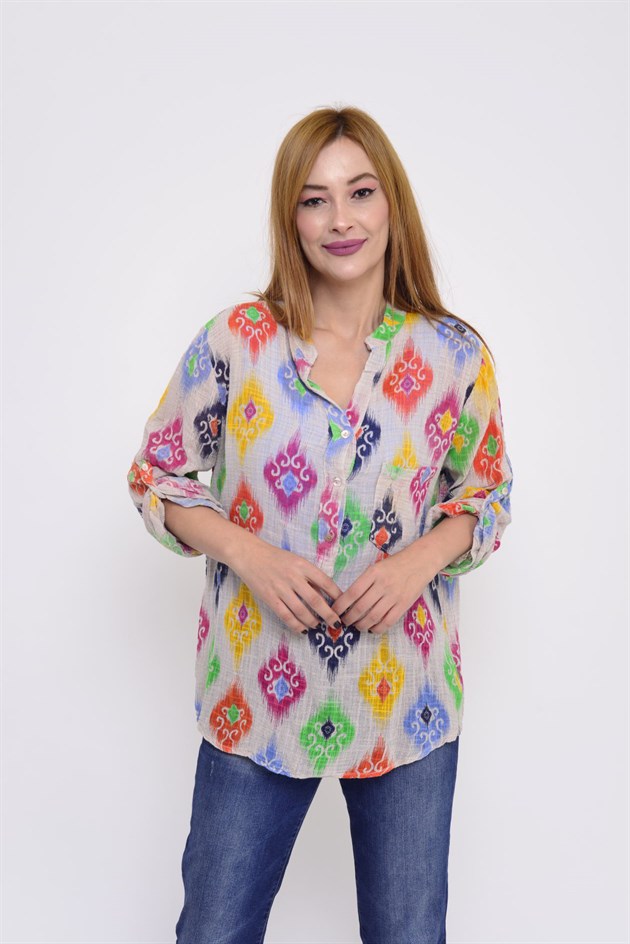 83931 IKAT DESENLİ GÖMLEK