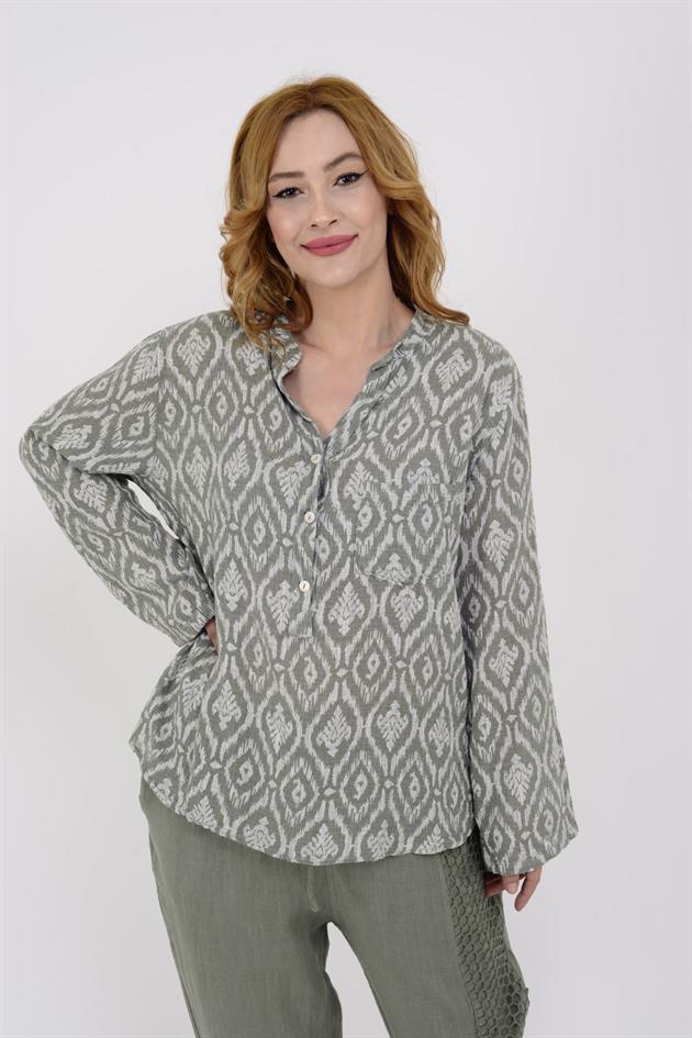 83931 KİLİM DESEN GÖMLEK