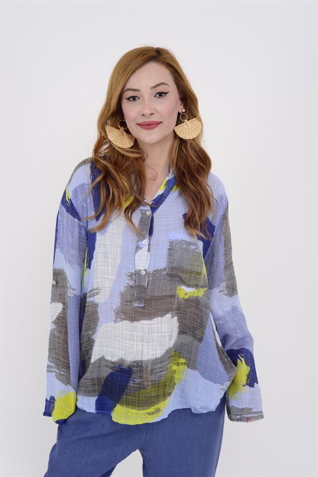 83931 PATCHWORK DESEN GÖMLEK