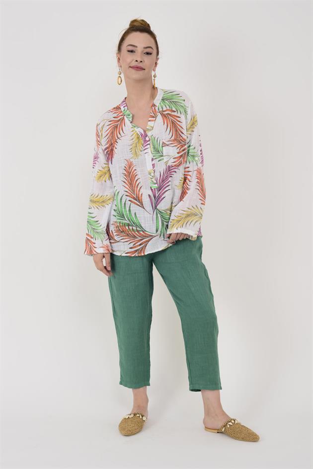 83931 YAPRAK DESEN GÖMLEK