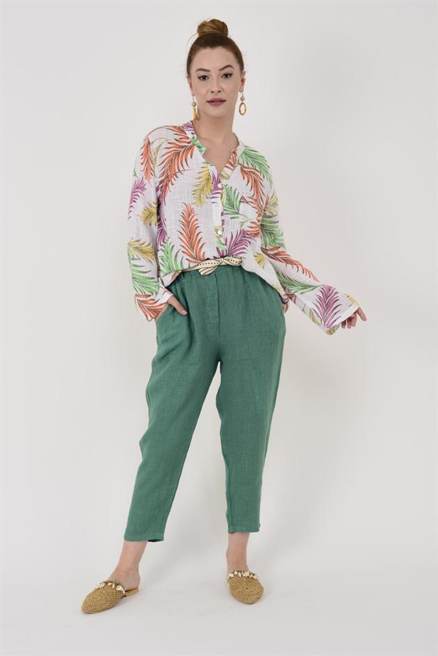 83931 YAPRAK DESEN GÖMLEK