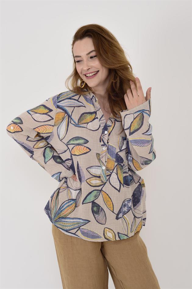 83931 YAPRAK DESEN GÖMLEK