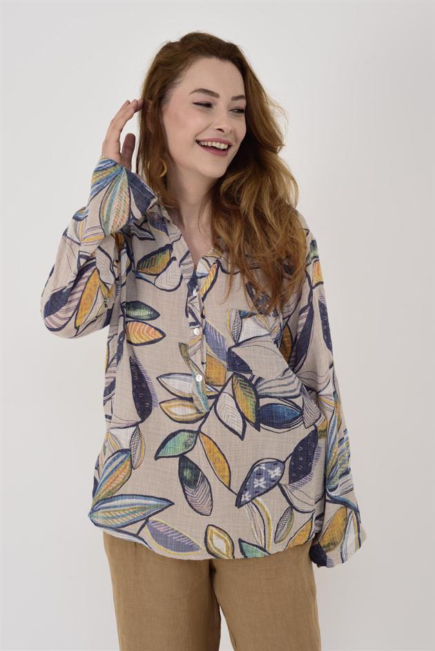 83931 YAPRAK DESEN GÖMLEK