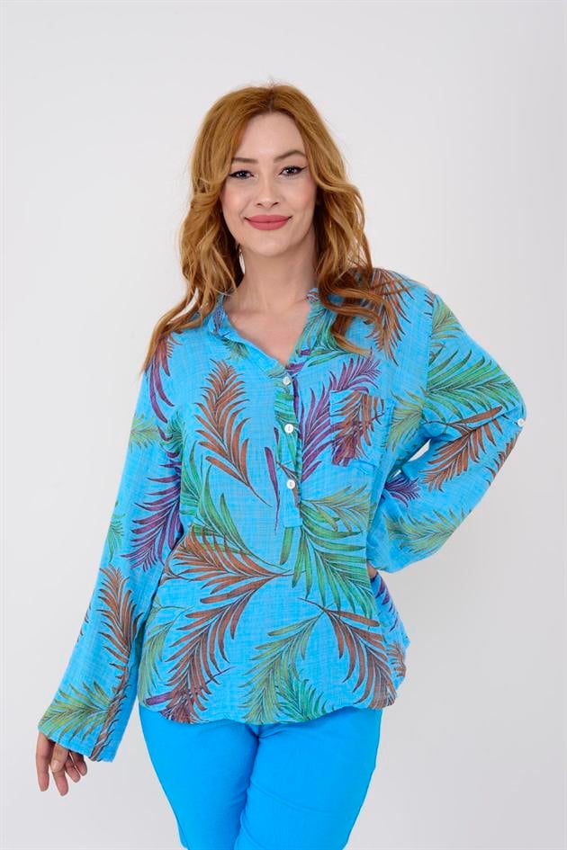 83931 YAPRAK DESEN GÖMLEK