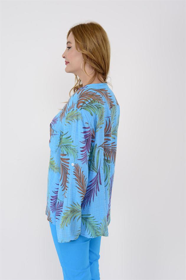 83931 YAPRAK DESEN GÖMLEK