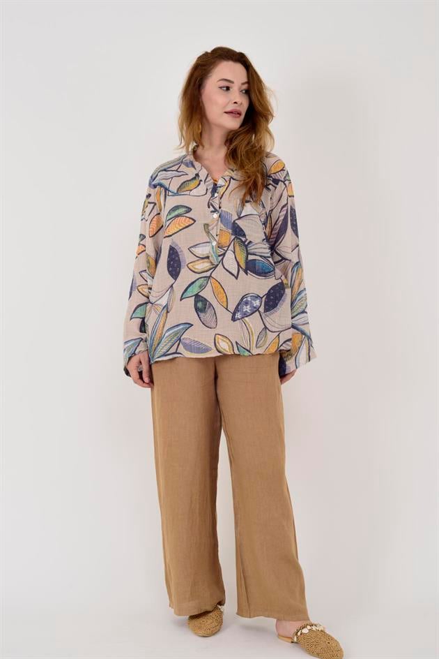 83931 YAPRAK DESEN GÖMLEK