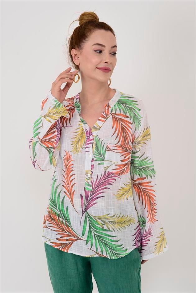 83931 YAPRAK DESEN GÖMLEK