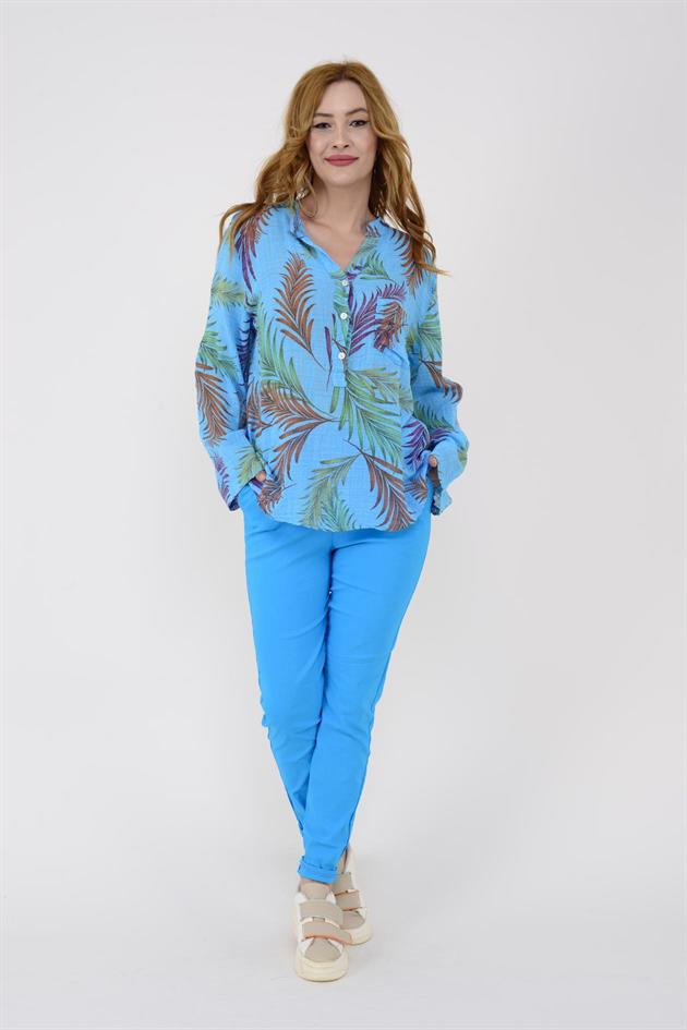 83931 YAPRAK DESEN GÖMLEK