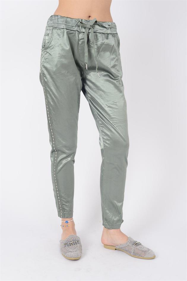 85589 ZIMBA DETAYLI PARLAK PANTOLON