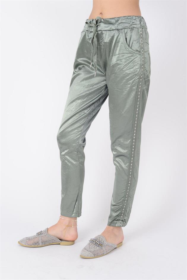 85589 ZIMBA DETAYLI PARLAK PANTOLON