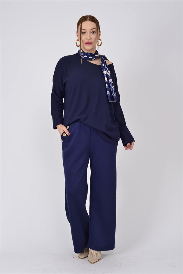 8573 DÜĞME DETAYLI MODAL PANTOLON