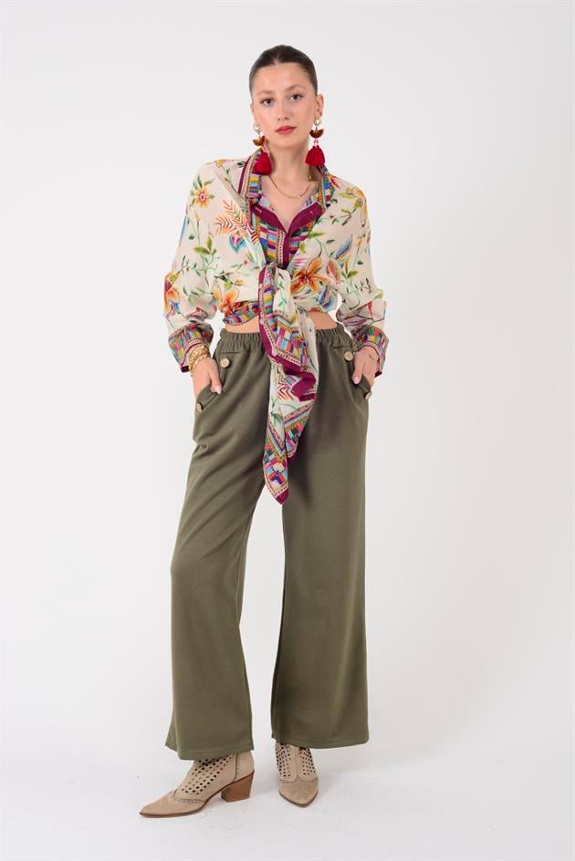 8573 DÜĞME DETAYLI MODAL PANTOLON