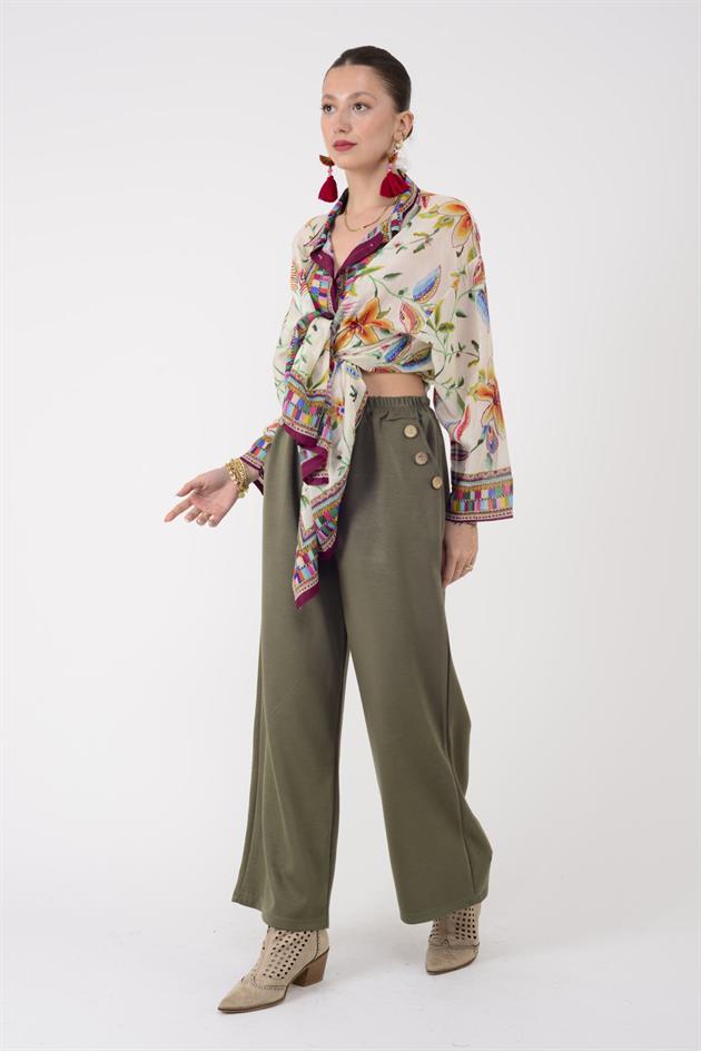 8573 DÜĞME DETAYLI MODAL PANTOLON