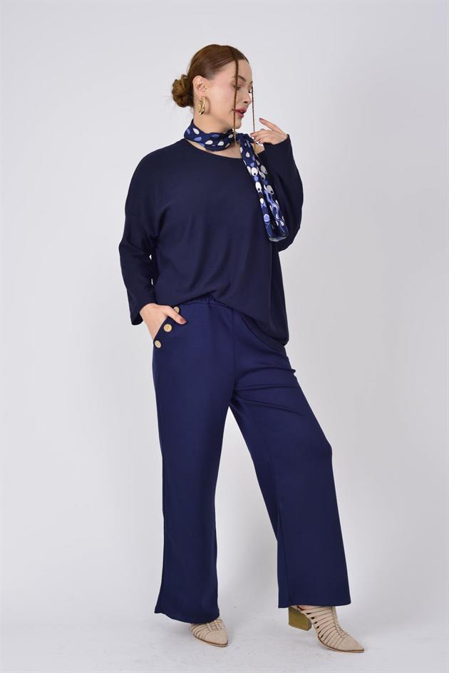 8573 DÜĞME DETAYLI MODAL PANTOLON