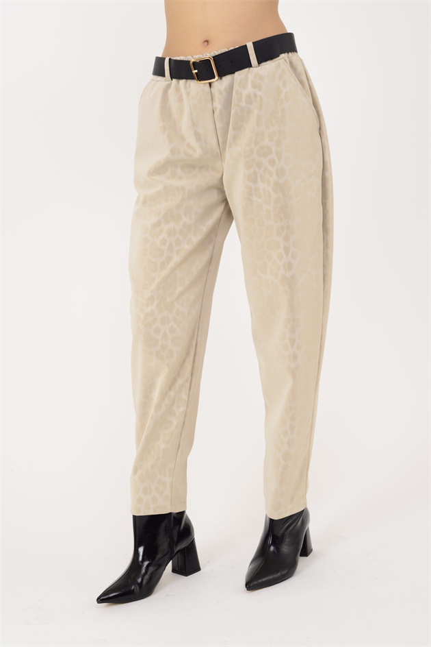 8600 KEMER DETAYLI LEOPAR DESEN PANTOLON