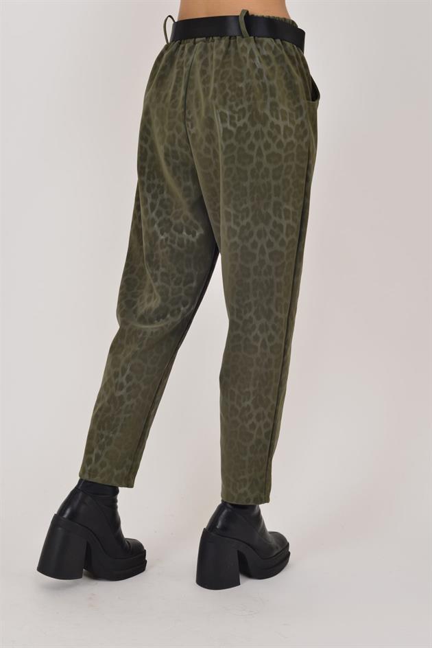 8600 KEMER DETAYLI LEOPAR DESEN PANTOLON