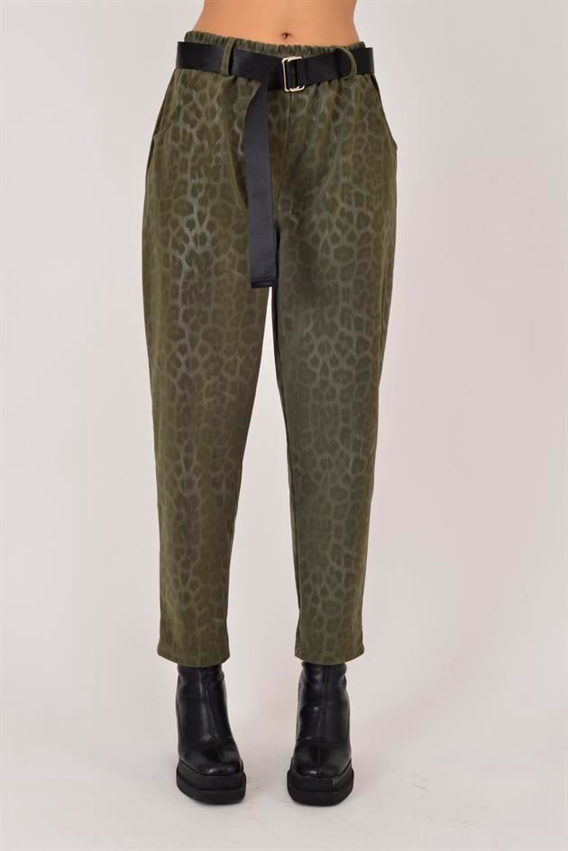 8600 KEMER DETAYLI LEOPAR DESEN PANTOLON